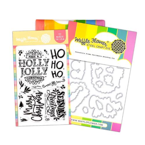 Waffle Flower - Poinsettia Frame Sentiments Combo