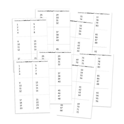 Waffle Flower - Printed Numbers for Ink Swatch Label Die (2 sets of 1-96)