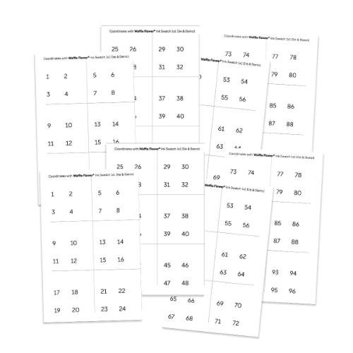 Waffle Flower - Printed Numbers for Ink Swatch 1x1 Die (2 sets of 1-96)