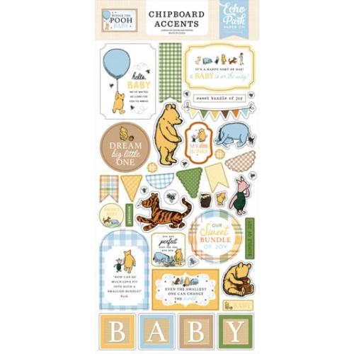 Echo Park Winnie The Pooh Baby Chipboard Accents (WPB442021) - Postage as per Actual