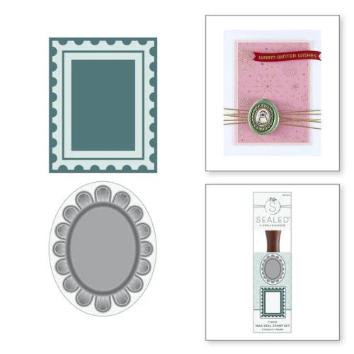 Spellbinders - 2 Pack Frames Wax Seal Stamps from the Holiday Magic Collection