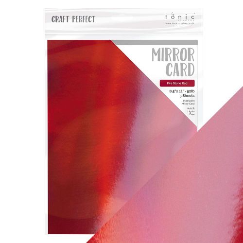 Craft Perfect - Iridescent Mirror Card - Fire Stone Red