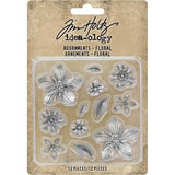 Tim Holtz Idea-Ology Metal Floral Adornments 12/Pkg