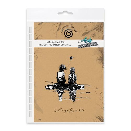 Andy Skinner Lets Go Fly A Kite 3.5 in x 5.25 in Pre Cut Rubber Stamp