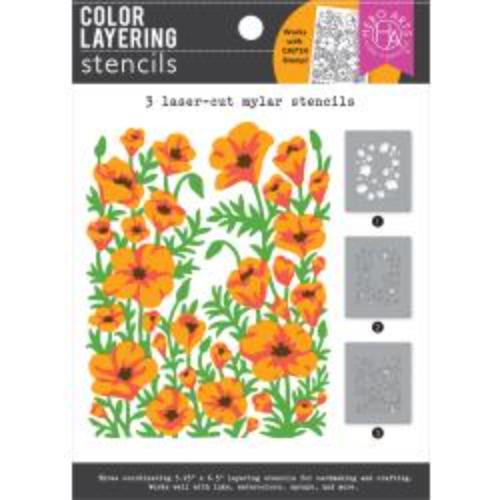 Hero Arts - Color Layering Golden Poppies Stencils