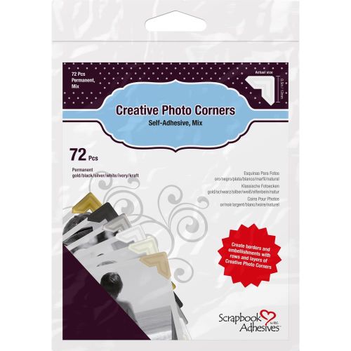 Scrapbook Adhesives Paper Photo Corners Self-Adhesive 72/Pkg .5" Variety Pack