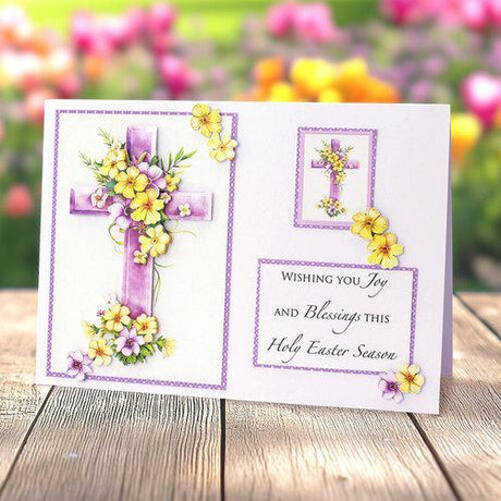 Katy Sue Designs Lilac Floral Cross 3D Die-Cut Decoupage (3pcs) (11-DCD724)