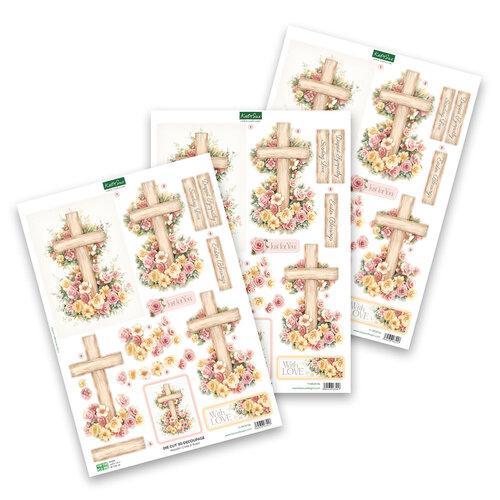 Katy Sue Designs Wooden Cross & Roses 3D Die-Cut Decoupage (3pcs) (11-DCD726)