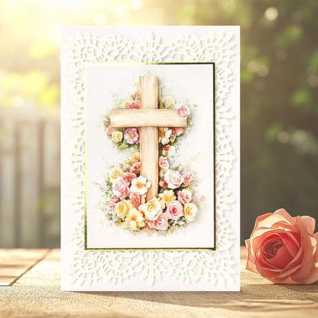 Katy Sue Designs Wooden Cross & Roses 3D Die-Cut Decoupage (3pcs) (11-DCD726)