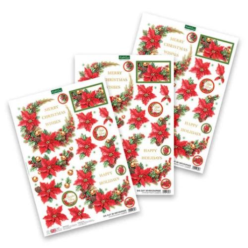 Katy Sue Designs Christmas Flowers 3D Die-Cut Decoupage (3pcs) (11-DCD731)