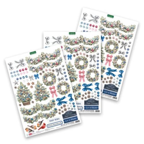 Katy Sue Designs Christmas Floral 3D Die-Cut Decoupage Winter (3pcs) (11-DCD735-W)