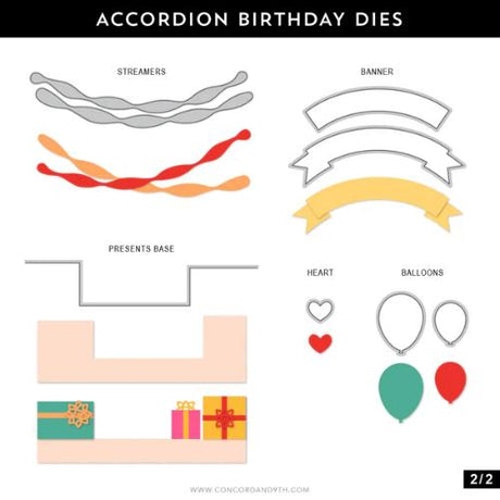 Concord & 9th - Accordion Birthday Stamp Set(3x4) and Die Bundle