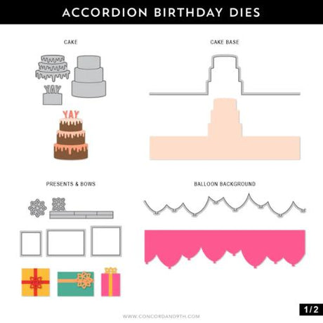 Concord & 9th - Accordion Birthday Stamp Set(3x4) and Die Bundle