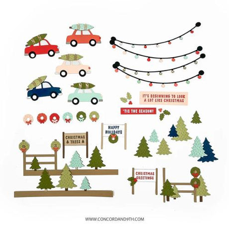 Concord & 9th - Accordion Tree Farm Stamp Set(3x3) and Die Bundle