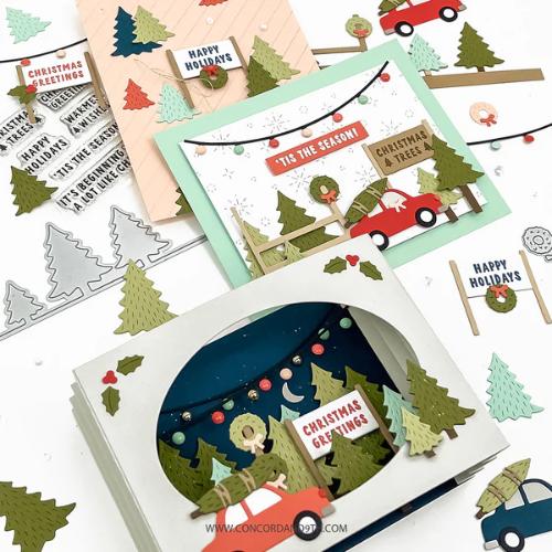Concord & 9th - Accordion Tree Farm Stamp Set(3x3) and Die Bundle