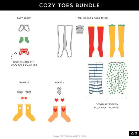 Concord & 9th - Cozy Toes Stamp Set(4x8) and Die Bundle