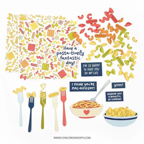 Concord & 9th - Lotsa Pasta Turnaboutª Stamp Set (6" x 8") & Die Bundle - Postage as per Actual