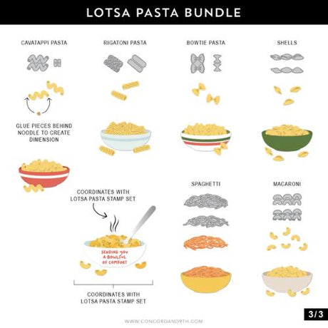 Concord & 9th - Lotsa Pasta Turnaboutª Stamp Set (6" x 8") & Die Bundle - Postage as per Actual