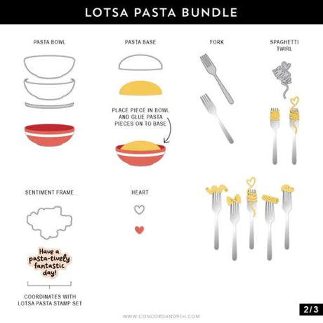 Concord & 9th - Lotsa Pasta Turnaboutª Stamp Set (6" x 8") & Die Bundle - Postage as per Actual