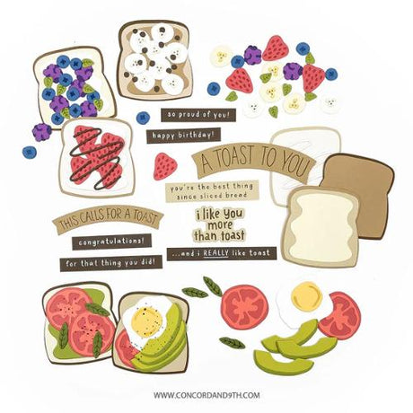 Concord & 9th - Toast Time Stamp Set (4" x 6") & Dies Bundle - Postage as per Actual
