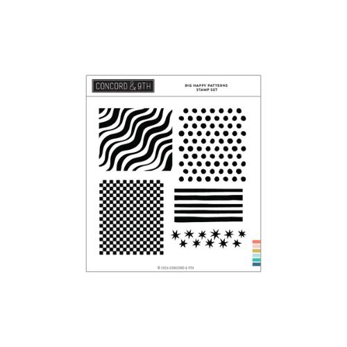 Concord & 9th - Big Happy Patterns Stamp Set (6 x 6) & Dies Bundle - Postage as per Actual