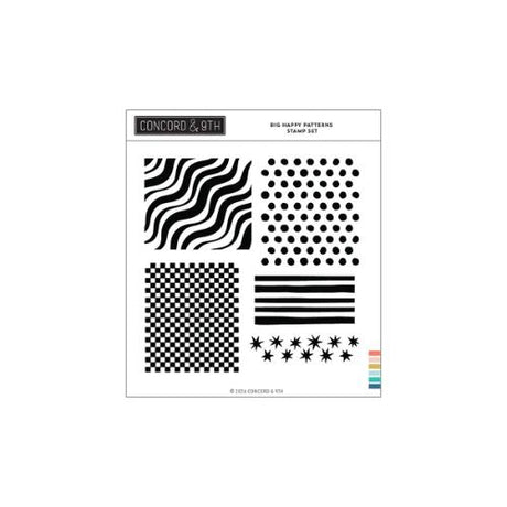 Concord & 9th - Big Happy Patterns Stamp Set (6 x 6) & Dies Bundle - Postage as per Actual