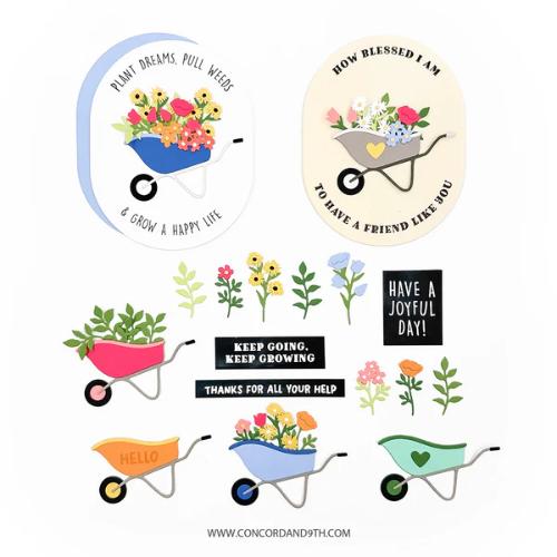 Concord & 9th - Wheelbarrow Wishes Stamp Set (4 x 4) & Dies Bundle