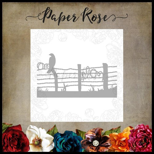 Paper Rose - Bird On Wire Fence Metal Cutting Die