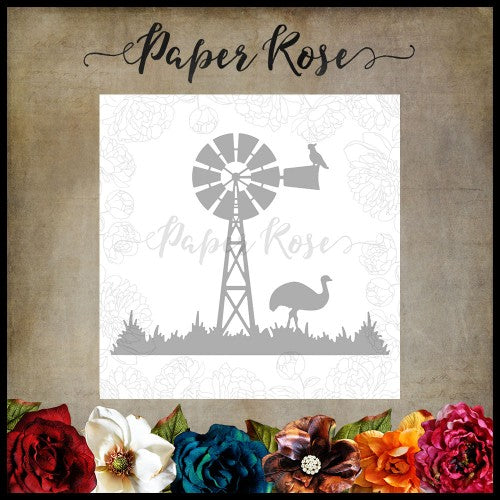 Paper Rose - Windmill Scene with Emu Metal Cutting Die