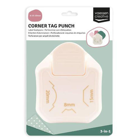 Vaessen Creative - 3-in-1 Corner Tag Punch 8-15-20mm - Postage as per Actual