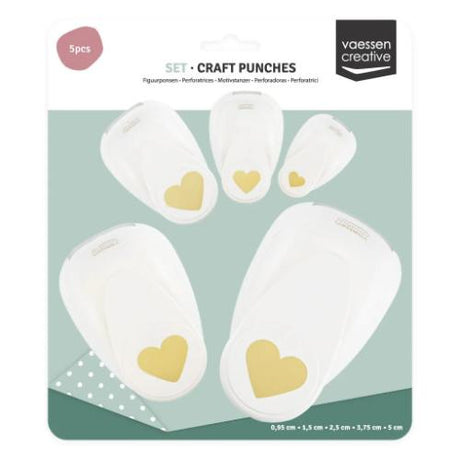 Vaessen Creative - Craft Punch Set Hearts 5pcs - Postage as per Actual