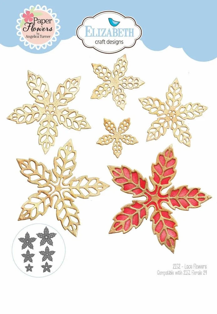 Elizabeth Craft Designs Joyous Christmas Dies Lace Flowers (2152)