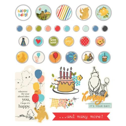 Simple Stories Say Cheese Classic Pooh Birthday Decorative Brads (24812)