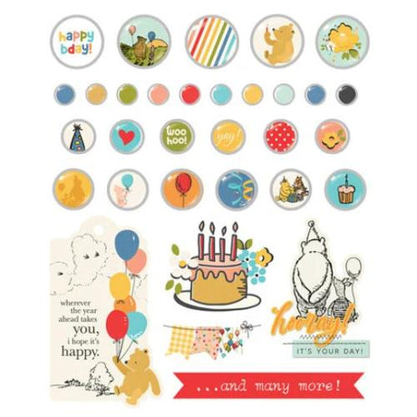 Simple Stories Say Cheese Classic Pooh Birthday Decorative Brads (24812)