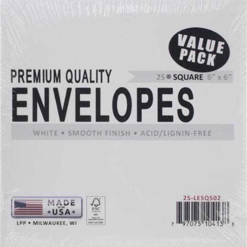 Leader Paper Products - Envelopes 6"X6" 25/Pkg-White - Postage as per Actual