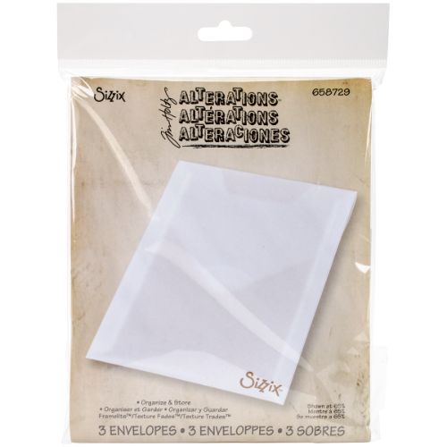 Sizzix Plastic Storage Envelopes 3/Pkg By Tim Holtz-For Dies & Stamps