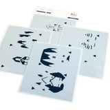 Pinkfresh Studio - Lantern Landscapes: Snowy Cottage stencil