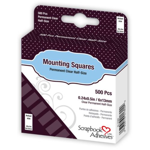 Scrapbook Adhesives Mounting Squares Clear 1/2 size - 500