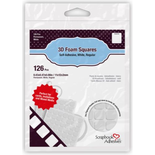 Scrapbook Adhesives 3D Foam SQUARES 1/2" White - 126