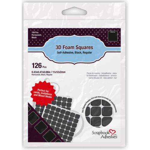 Scrapbook Adhesives 3D Foam SQUARES 1/2" Black - 126