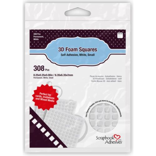 Scrapbook Adhesives 3D Foam SQUARES 1/4" White - 308