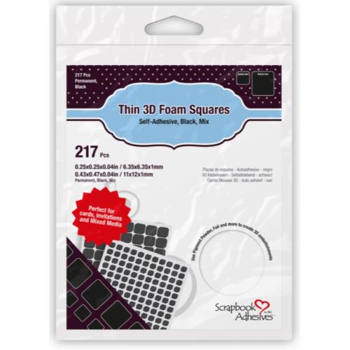 Scrapbook Adhesives Thin 3D Foam Squares Black Mix - 217