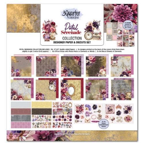 3Quarter Designs Petal Serinade 12x12 Design Paper & Diecuts Set - Postage as per Actual