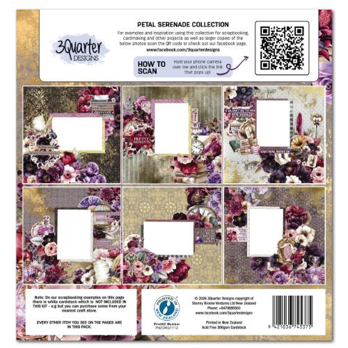 3Quarter Designs Petal Serinade 12x12 Design Paper & Diecuts Set - Postage as per Actual