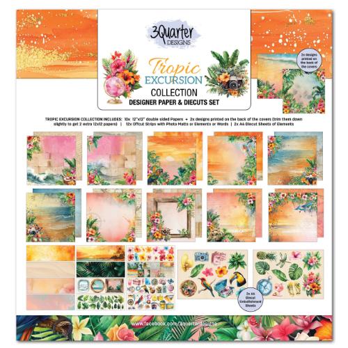 3Quarter Designs Tropic Excursion 12x12 Design Paper & Diecuts Set - Postage as per Actual