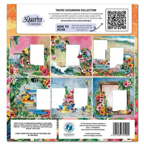 3Quarter Designs Tropic Excursion 12x12 Design Paper & Diecuts Set - Postage as per Actual