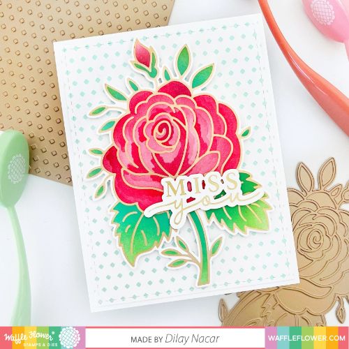 Waffle Flower - Sketched Rose Matching Die