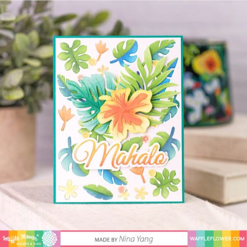 Waffle Flower - Duo-tone Tropical Leaves Stencil