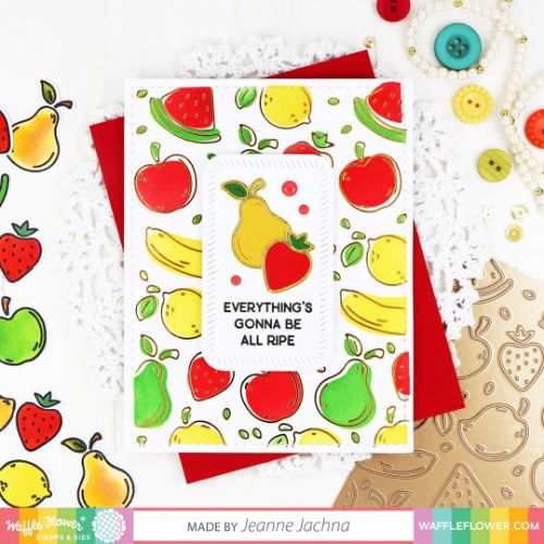 Waffle Flower - Fruity Background Coloring Stencil