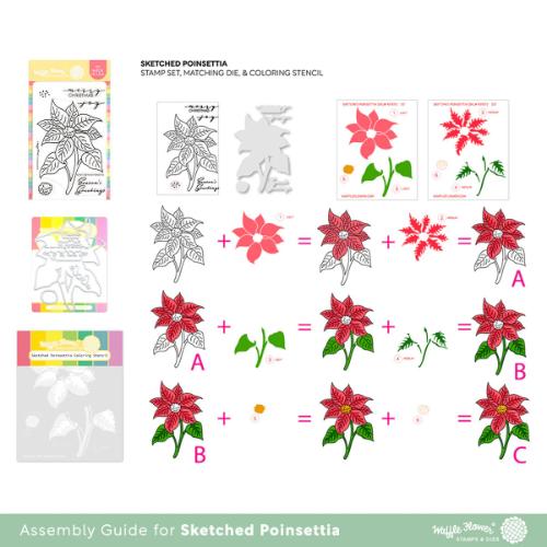 Waffle Flower - Sketched Poinsettia Stamp Set